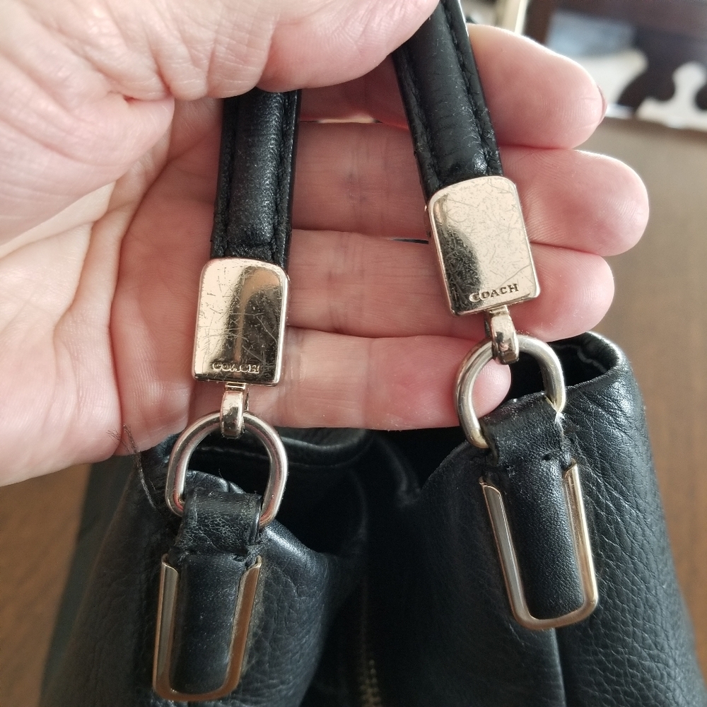 COACH Madison Phoebe 26224 Black Pebbled Leather Handbag Purse - Picture 8 of 16